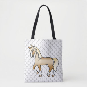 Bolsa Tote Ilustração do desenho animado de trote de cavalos