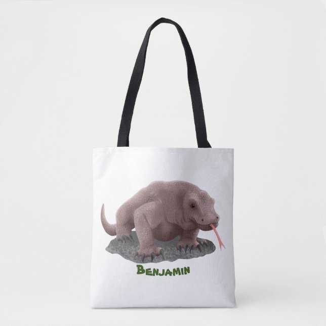 Bolsa Tote Ilustração do dragão Komodo (Frente)