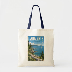 Bolsa Tote Ilustração do Lago Erie Viagem Arte Vintage