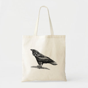 Bolsa Tote Ilustração do pássaro do melro de corvo do corv