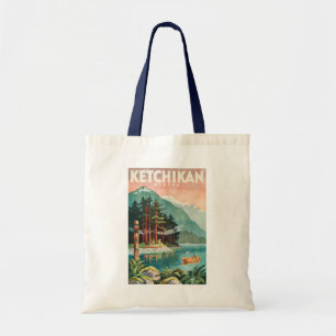Bolsa Tote Ilustração do Rio Ketchikan Alasca Arte de Viagem