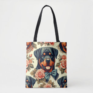 Bolsa Tote Ilustração do Rottweiler Retro