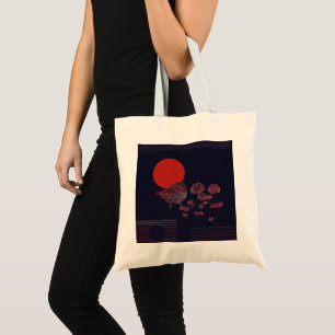 Bolsa Tote Ilustração do Sol Vermelho do Robin Bird