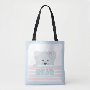 Bolsa Tote Ilustração do urso crianças impressão infantil