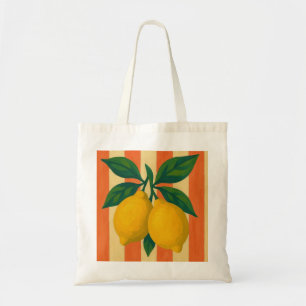 Bolsa Tote Ilustração dos limões e listras