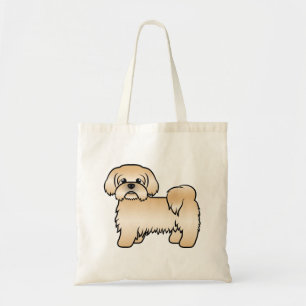 Bolsa Tote Ilustração Dourada de Cão de Cartoon Shih Tzu C
