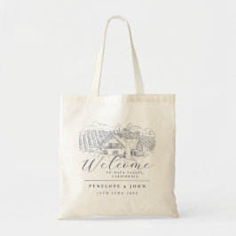 Bolsa Tote Ilustração Elegante de Vinhedo Casamento de Destin