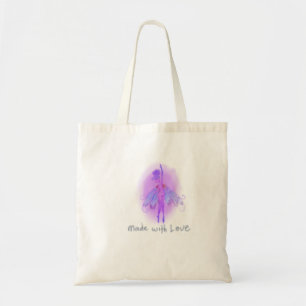 Bolsa Tote Ilustração Fantasia Fada Rosa Roxo Mística
