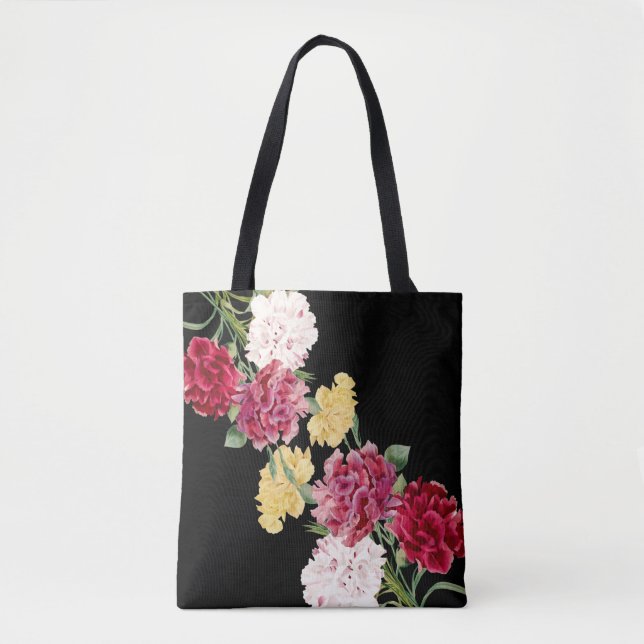 Bolsa Tote Ilustração floral de cravo vintage (Frente)