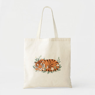 Bolsa Tote Ilustração Floral do Tigre Adormecido – Wil Fofo e