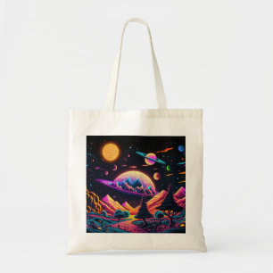 Bolsa Tote Ilustração horizontal da futura paisagem