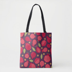 Bolsa Tote Ilustração in vitro de romãs suculentos com le