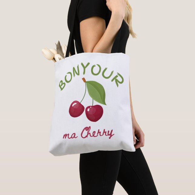 Bolsa Tote Ilustração Kawaii de Cereja (Close Up)