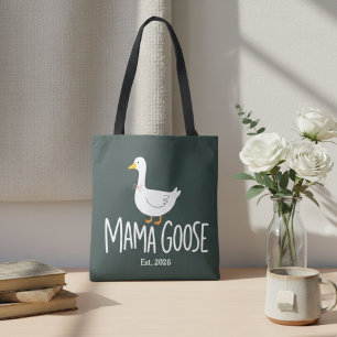 Bolsa Tote Ilustração Minimalista da Mamãe Gansa Fofa Mamãe