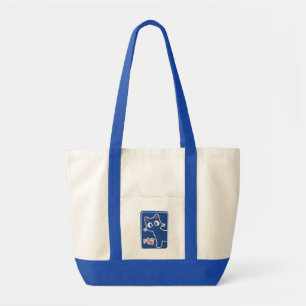 Bolsa Tote Ilustração Minimalista de Gato Sortudo Ae Japonês 