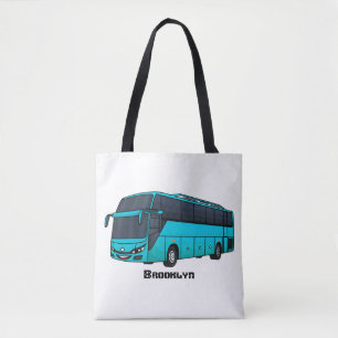 Bolsa Tote Ilustração moderna do desenho animado do ônibus