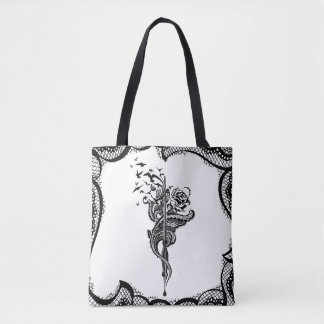 Bolsa Tote Ilustração nervosa da caneta, a cor-de-rosa & dos