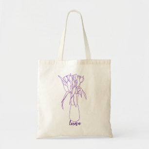 Bolsa Tote Ilustração Original Da Linha Tulip Moderna Para El
