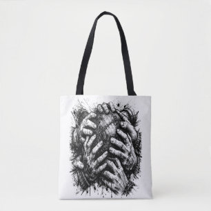 Bolsa Tote Ilustração Orkney Dark Art Ink – Mãos que Agarram