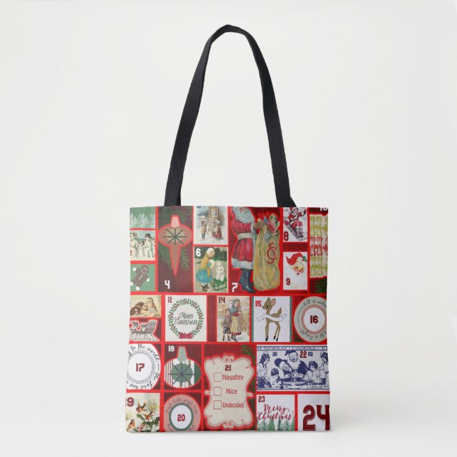 Bolsa Tote Ilustração Quadrada do Bloco de Natal Adventício A (Frente)