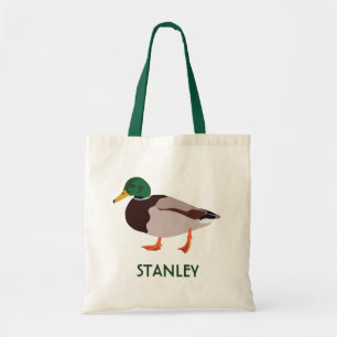 Bolsa Tote Ilustração Realista de Pato Mallard Personalizada