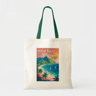 Bolsa Tote Ilustração Retro da Paisagem de São Cristóvão e Ne