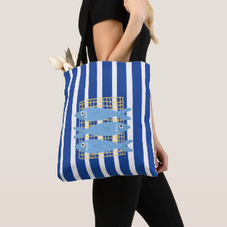 Bolsa Tote Ilustração Retro de Lata de Sardinha Náutica