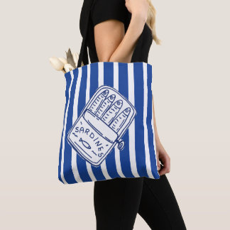 Bolsa Tote Ilustração Retro de Lata de Sardinha Náutica