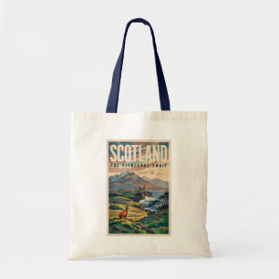 Bolsa Tote Ilustração Retro de Veado das Terras Altas Escoces