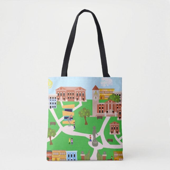 Bolsa Tote Ilustração Retroativa da Colégio do Campus Mais Le (Frente)