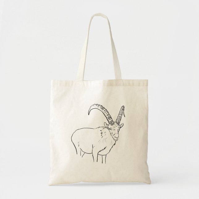 Bolsa Tote Ilustração Simples de Desenho de Cabra Arte Animal (Frente)
