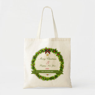Bolsa Tote Ilustração tradicional da coroa de Natal
