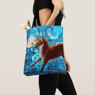 Bolsa Tote Ilustração vermelha do Fox de Kitsune da fantasi