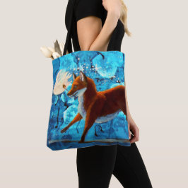 Bolsa Tote Ilustração vermelha do Fox de Kitsune da fantasia