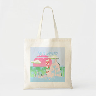 Bolsa Tote Ilustração Viagem de Arte Azul no Rio de Janeiro