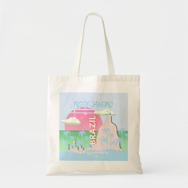 Bolsa Tote Ilustração Viagem de Arte Azul no Rio de Janeiro (Frente)