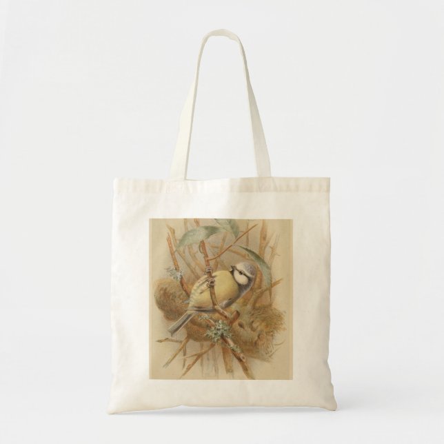 Bolsa Tote Ilustração Vintage de Bluetit (Frente)