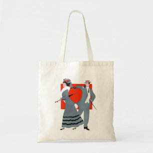 Bolsa Tote Ilustração Vintage de Casal Edwardiano no Dia dos 