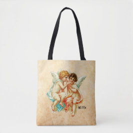 Bolsa Tote Ilustração Vintage Ephemera Angel Cherubs