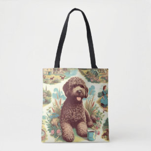 Bolsa Tote Ilustração Vintage Lagotto Romagnolo