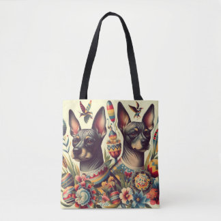 Bolsa Tote Ilustração Vintage Xoloitzcuintle