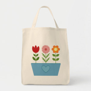 Bolsa Tote Ilustrações da Flor em uma Caixa da Janela Azul