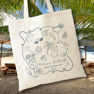 Bolsa Tote Ilustrações Desenhadas à Mão de Praia para Despedi