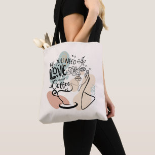 Bolsa Tote Ilustrações estéticas, café feminino