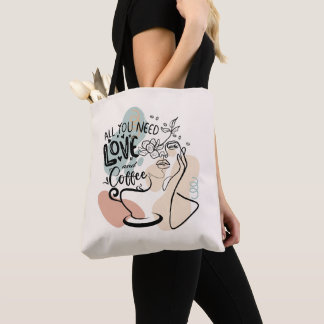 Bolsa Tote Ilustrações estéticas, café feminino
