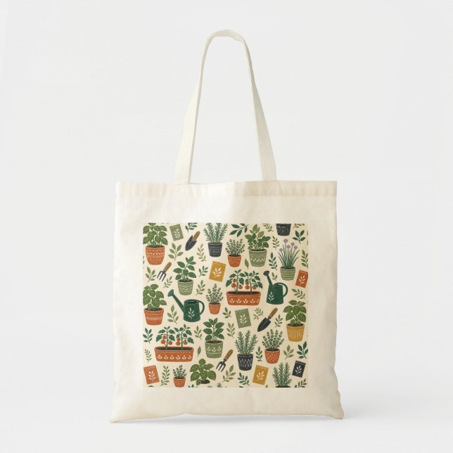 Bolsa Tote Ilustrada de Jardim Pequeno Espaço Orça (Frente)