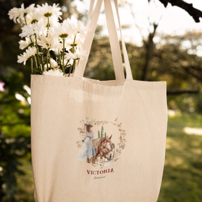 Bolsa Tote Ilustrado Western | Damas de Honra Noiva (Criador carregado)