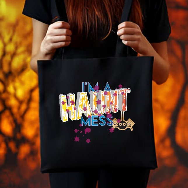 Bolsa Tote "I'M Haunt Mess" Spooky Halloween Typografia Cotaç (Criador carregado)