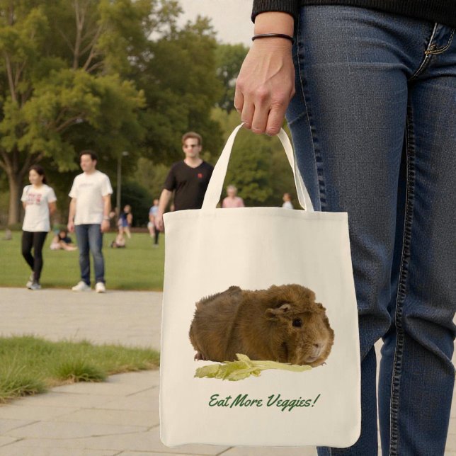 Bolsa Tote Imagem Acessível Reutilizável do Porco Comendo Aip (Cute guinea pig tote bag)
