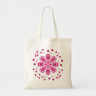Bolsa Tote Imagem da Flor Abstrato Vermelha e Branca com Pont